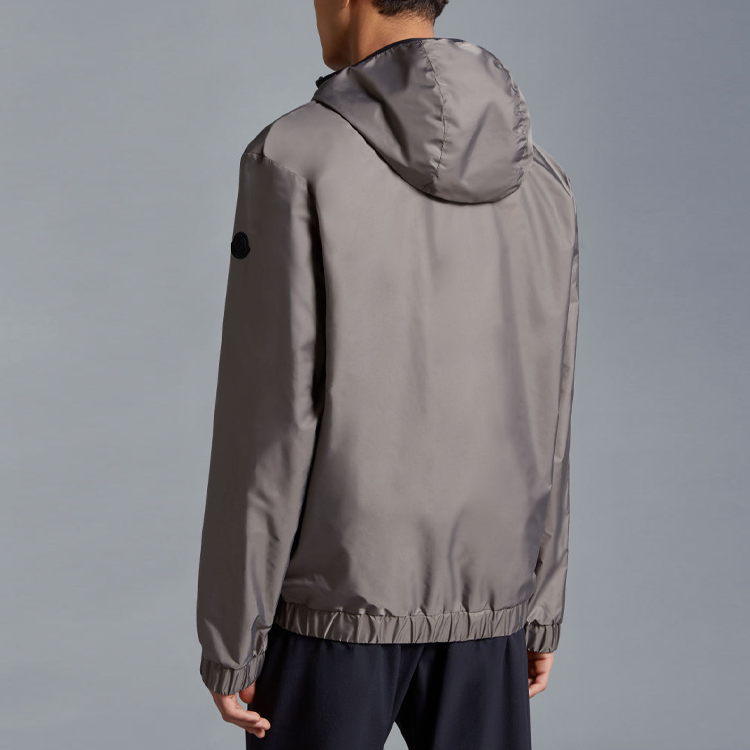 Shop Moncler SS24  Solid Color Zip-Up Hoodie Jacket Grey. J10911A001495968E916