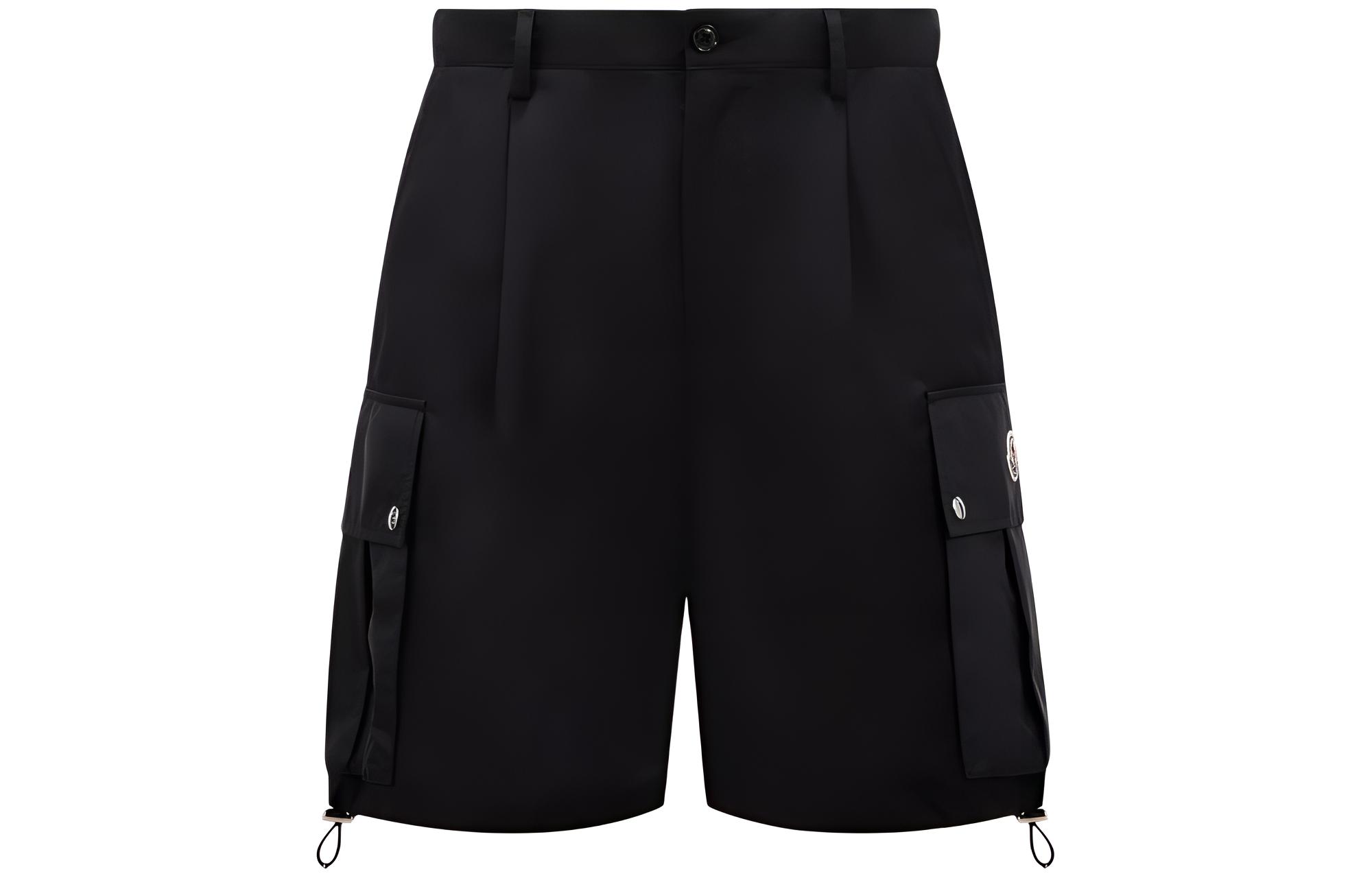Moncler SS24  Straight-Leg Cargo Shorts with Pocket Patch Black J10912B00012549P5999