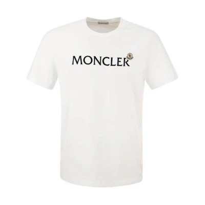 Moncler SS24 White Logo Print Crewneck Short Sleeve T-Shirt. J10918C000578390T001