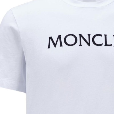 Moncler SS24 White T-Shirt with Flocked Logo Design J20918C000248390T001 Shop Moncler SS24 White T-Shirt with Flocked Logo Design J20918C000248390T001