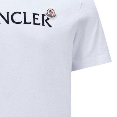 Moncler SS24 White T-Shirt with Flocked Logo Design J20918C000248390T001 Sizing Moncler SS24 White T-Shirt with Flocked Logo Design J20918C000248390T001