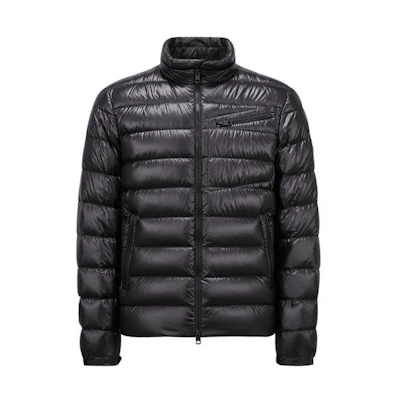 Moncler SS24 Zip-Up Black Down Jacket - Solid Color Short Style J10911A00080595ZZ991