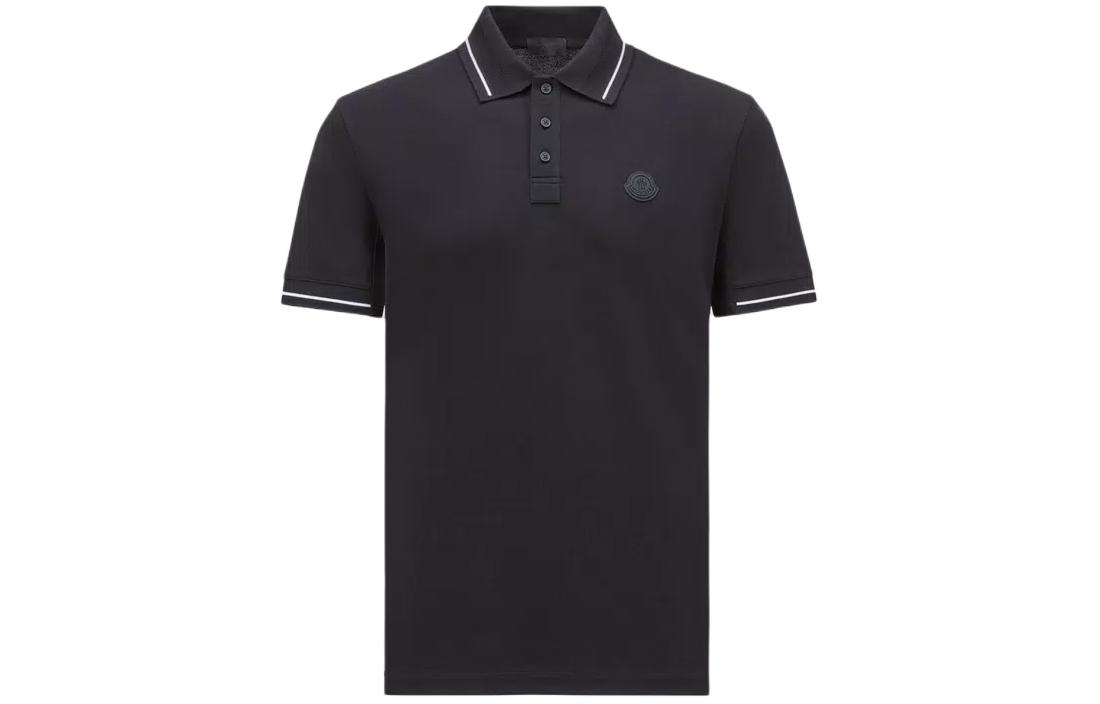 Moncler SS24 Black Logo Patch Short Sleeve Polo Shirt Men - Black. J10918A0000189A16999 圖 2