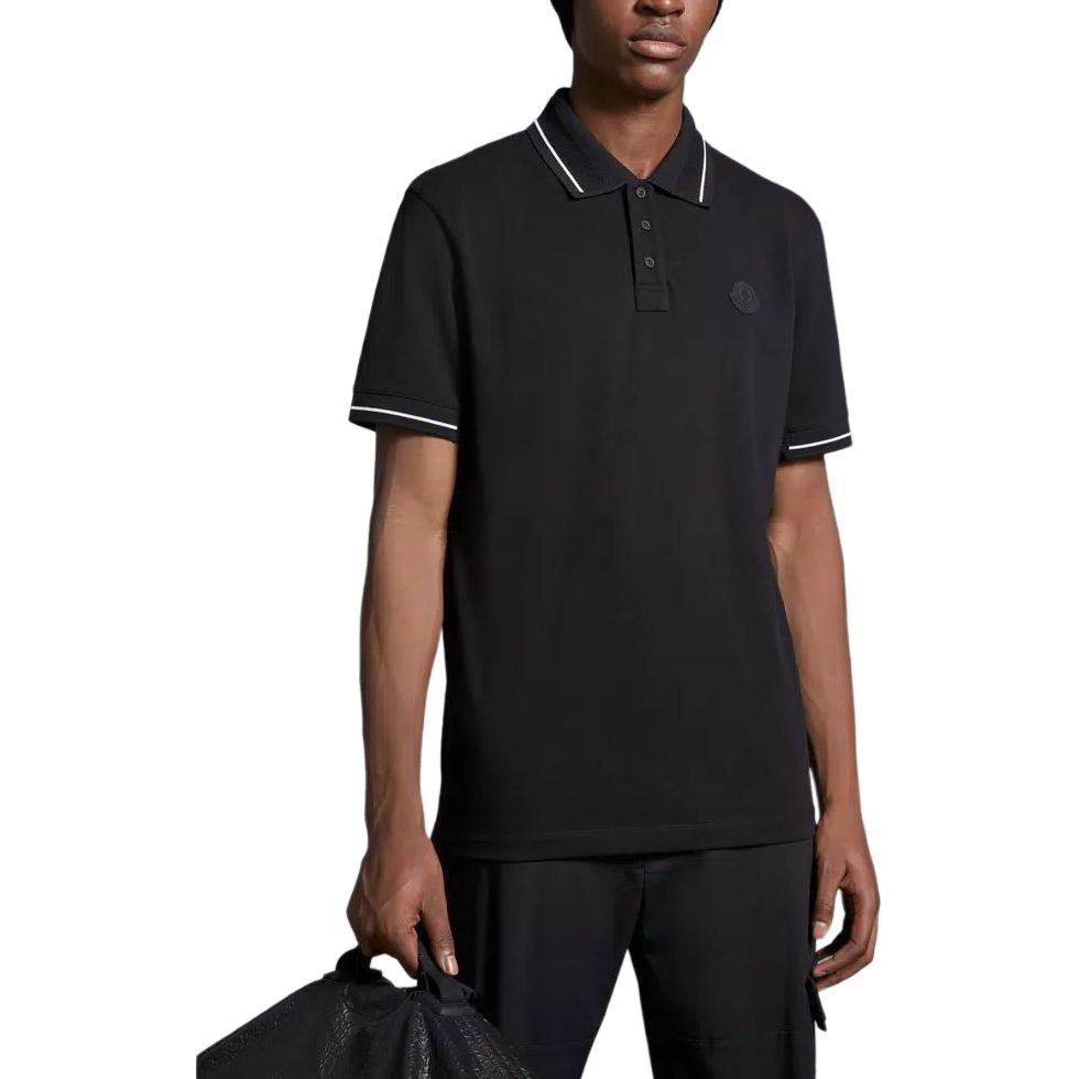 Moncler SS24 Black Logo Patch Short Sleeve Polo Shirt Men - Black. J10918A0000189A16999 圖 3