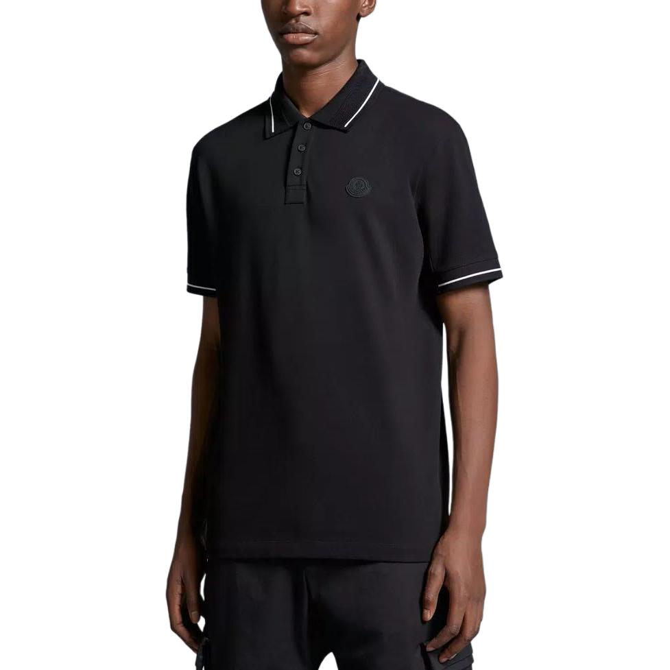 Moncler SS24 Black Logo Patch Short Sleeve Polo Shirt Men - Black. J10918A0000189A16999 圖 5