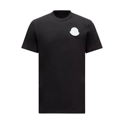 Moncler SS24 Black Logo Patch Unisex Cotton Jersey T-Shirt J10918C0004583927998