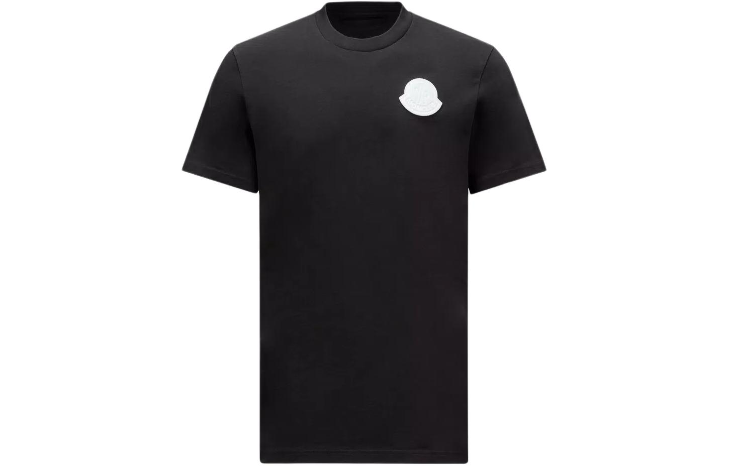 Order Moncler SS24 Black Logo Patch Unisex Cotton Jersey T-Shirt J10918C0004583927998