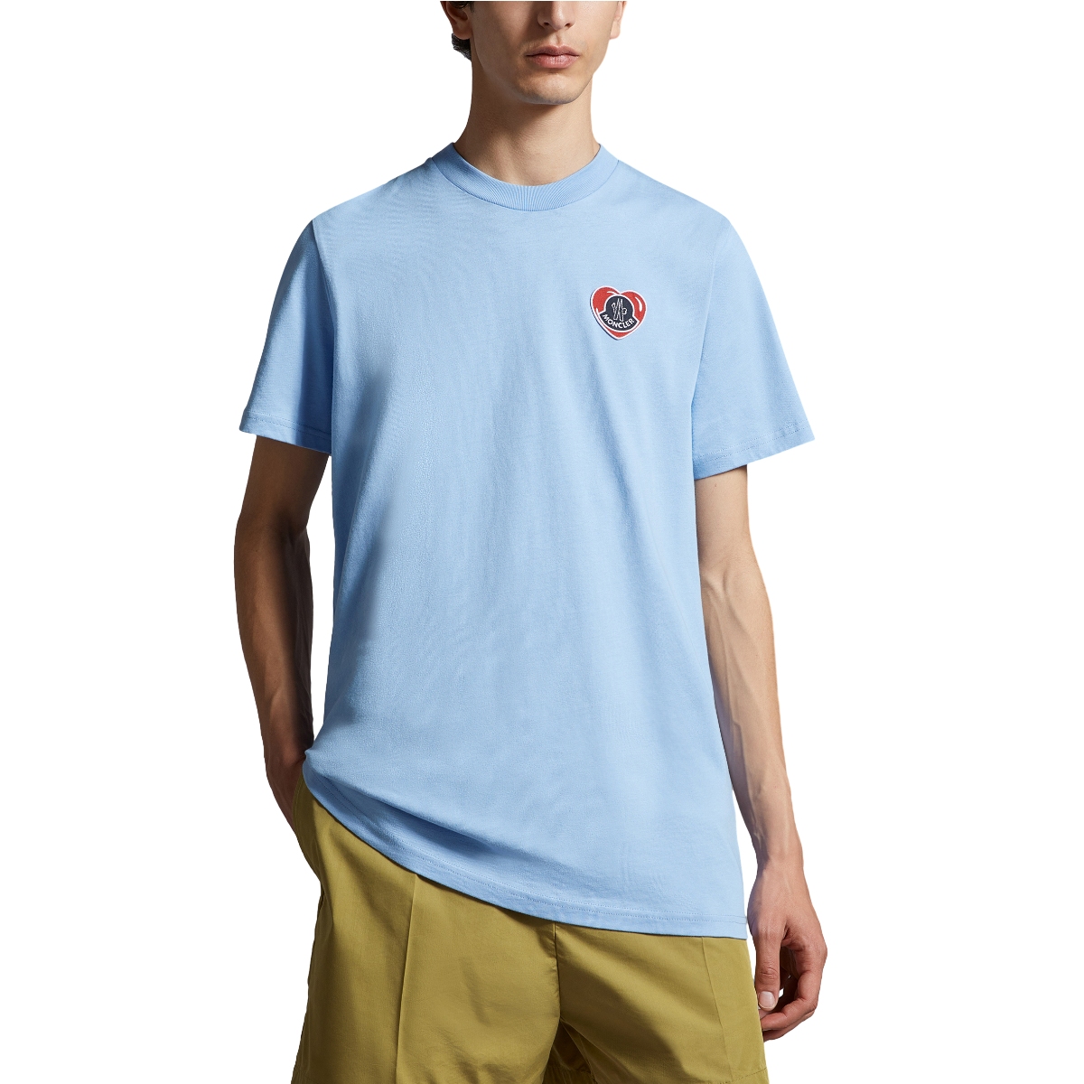 Moncler SS24 Blue Heart Logo Crewneck T-Shirt Men J10918C000218390T71B 圖 3