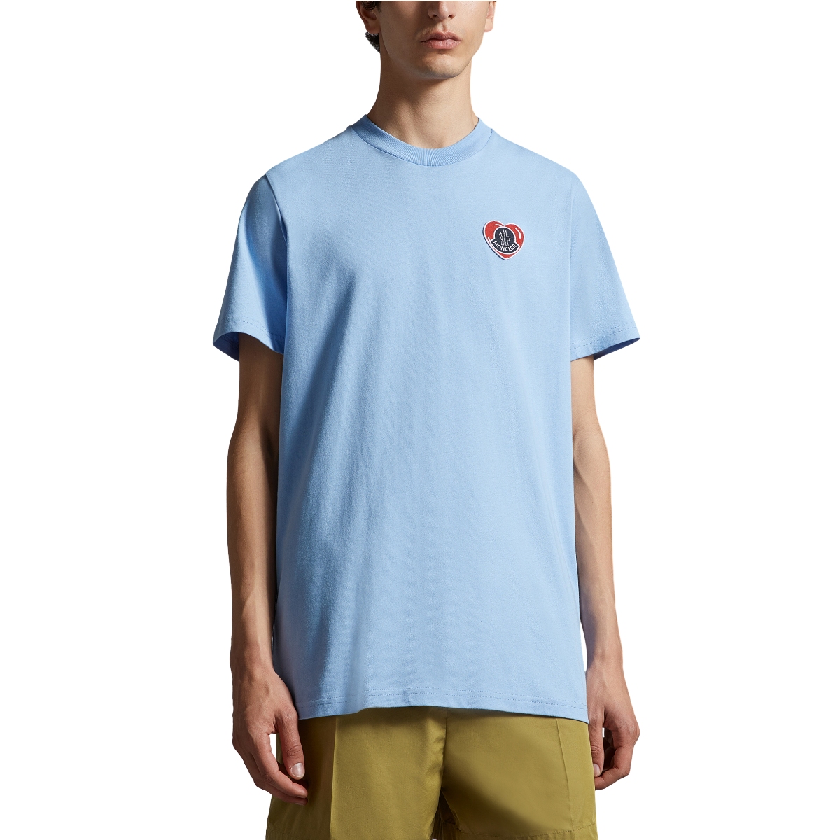 Moncler SS24 Blue Heart Logo Crewneck T-Shirt Men J10918C000218390T71B 圖 4