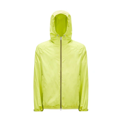 Moncler SS24 CLAPIER Yellow Lime Hooded Jacket with Zipper Pockets & Embroidery J10911A0009854A9111G