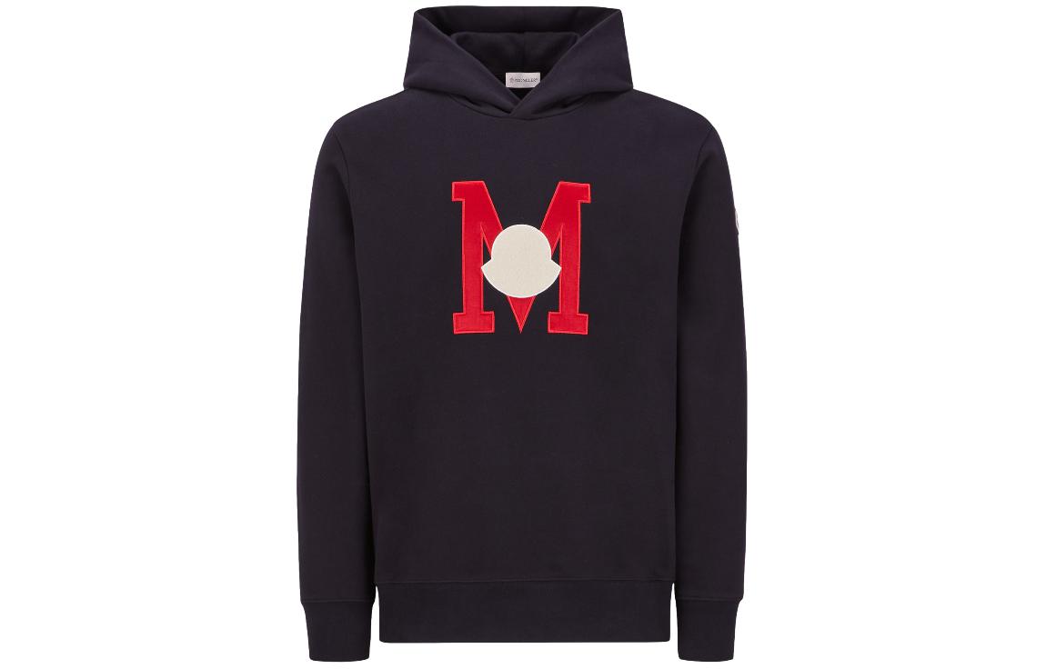 Moncler SS24 Embroidered Logo Oversized Long Sleeve Sweatshirt Midnight Blue Mens J10918G00012899WC778