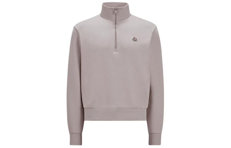 Moncler SS24 Fleece Half-Zip High Collar Sweatshirt Gray Pink J10918G00022899V464D
