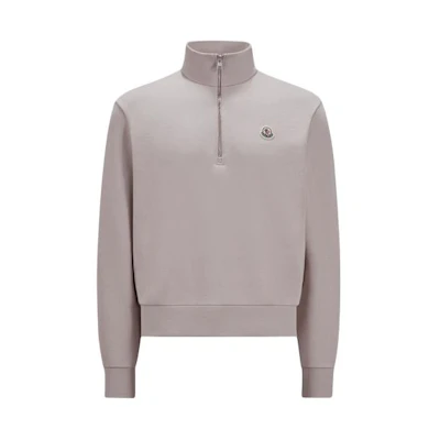 Moncler SS24 Fleece Half-Zip High Collar Sweatshirt Gray Pink J10918G00022899V464D