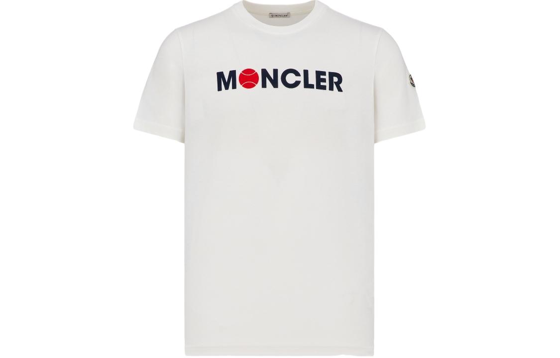 Moncler SS24 Flocked Tennis Logo Unisex Crewneck T-Shirt White J10918C00008829HP034