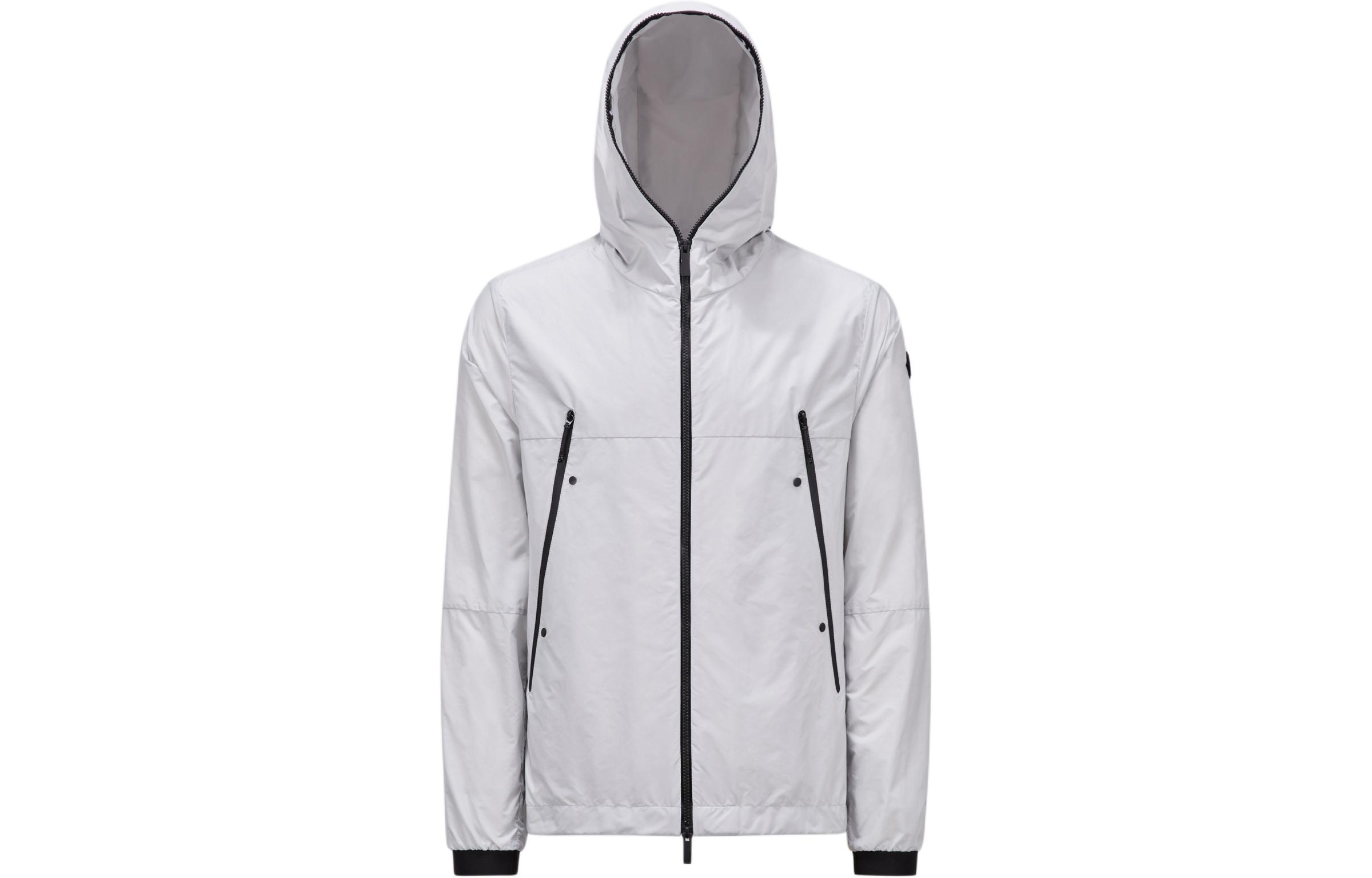 Moncler SS24 Gray Zip-Up Hoodie Jacket with Logo Design J10911A001546835291Q