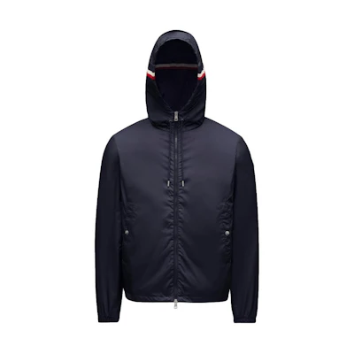 Moncler SS24 Grimpeurs Logo Patch Hooded Zip Jacket Blue for Men. J10911A0009054155743