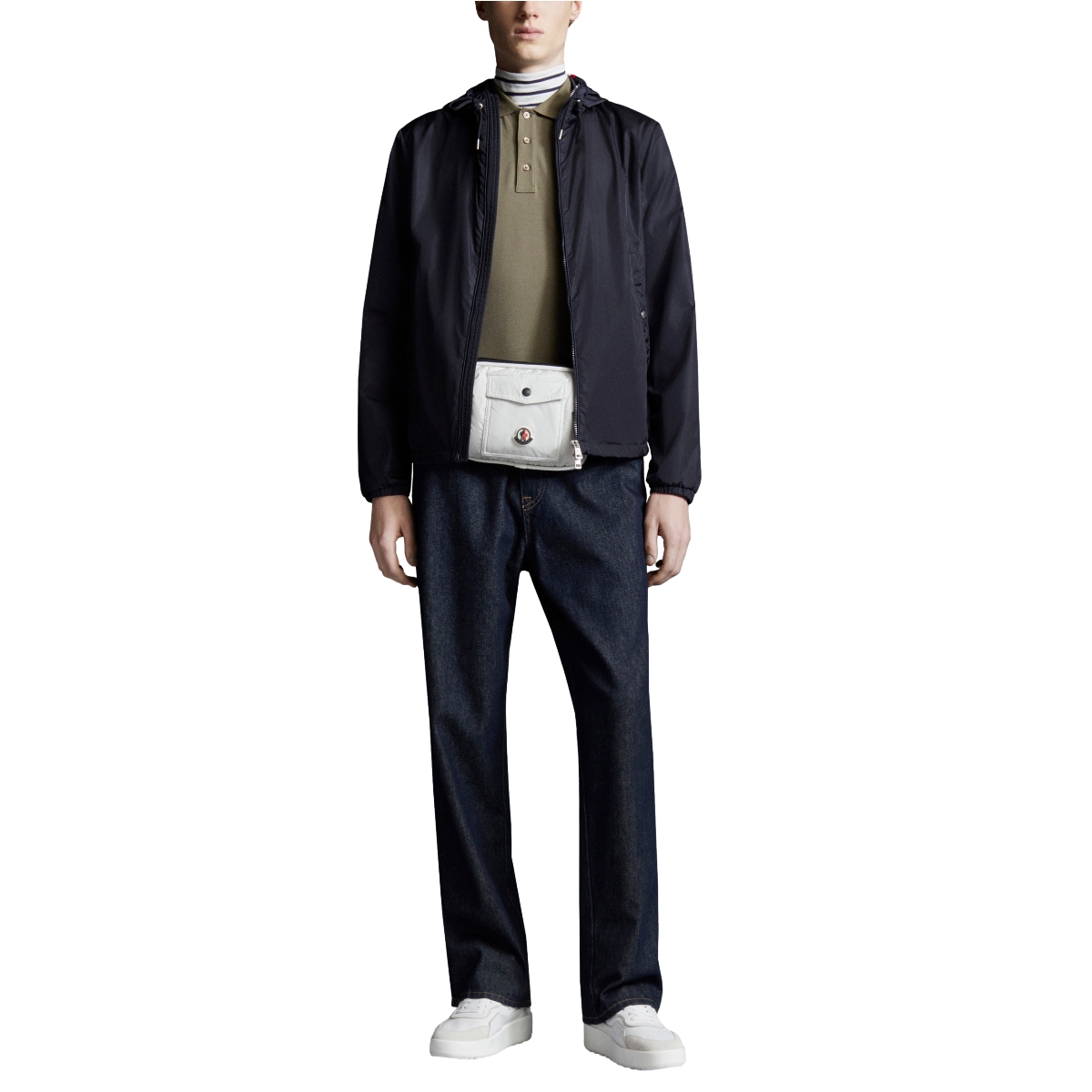 Lookbook Moncler SS24 男士蓝色徽标连帽拉链夹克 J10911A0009054155743