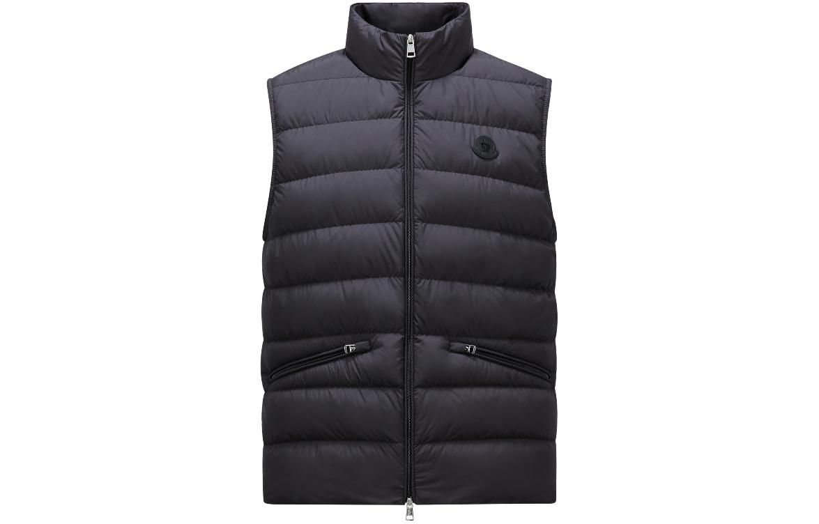 Moncler SS24 LECHTAL Unisex Black Goose Down Vest with Leather Logo Patch. J10911A00139549SK999