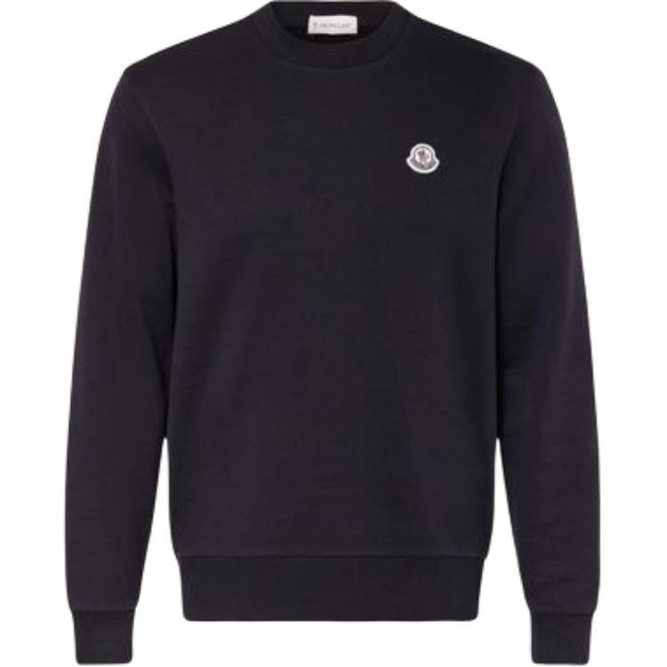Moncler SS24 Logo Crewneck Long Sleeve Sweatshirt Navy Blue - J10918G00072809KR778