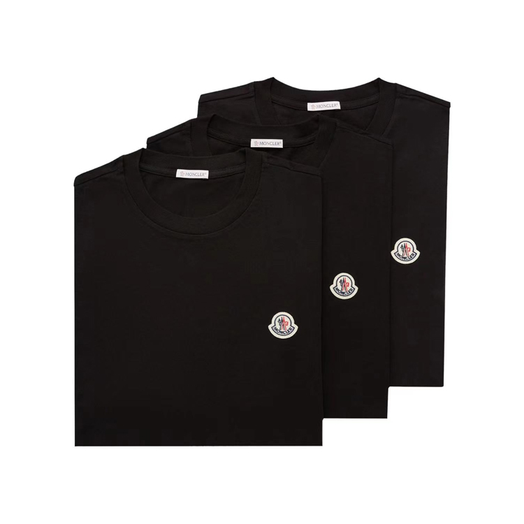 Lookbook Moncler SS24 Logo Crewneck Short Sleeve T-Shirt 3-Pack Black (). J10918C00025829H8999