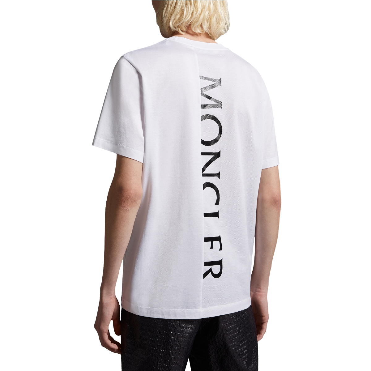 Shop Moncler SS24 Logo Print Crewneck T-Shirt White J10918C000598390Y001
