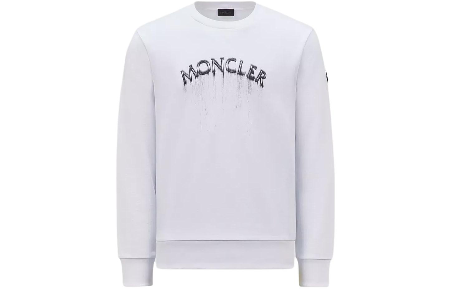 Moncler SS24 Logo Printed Crewneck Pullover Sweatshirt Men’s White J10918G00004809KR001