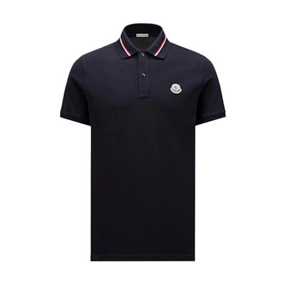 Moncler SS24 Logo Short-Sleeve Polo Shirt Navy J10918A0002189A1677X