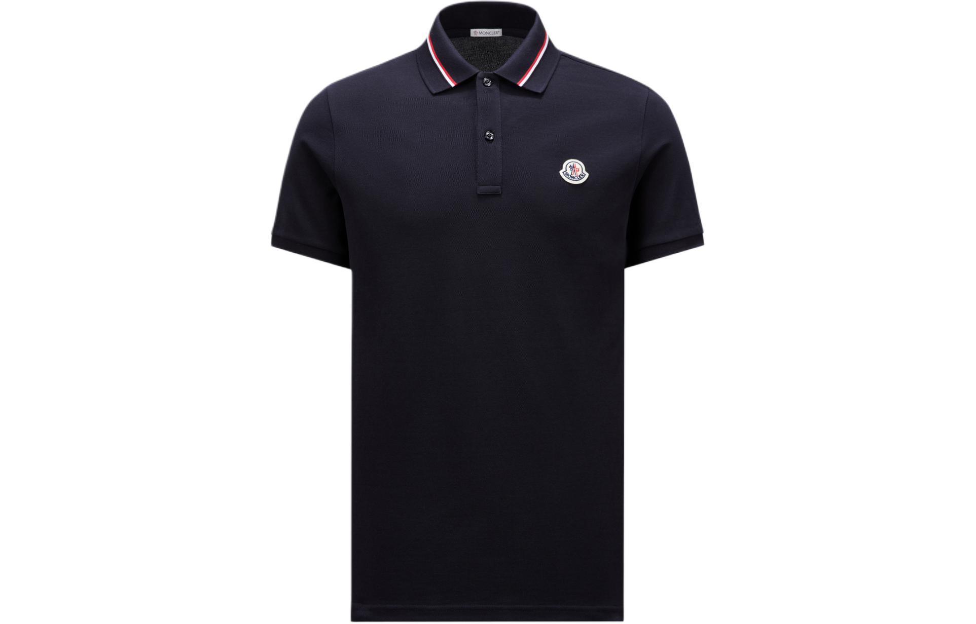 Order Moncler SS24 標誌短袖Polo衫 深藍色 J10918A0002189A1677X