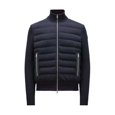 Moncler SS24 Padded Corduroy Cotton Zip-Up Cardigan Blue Jacket J10919B00014M1367780