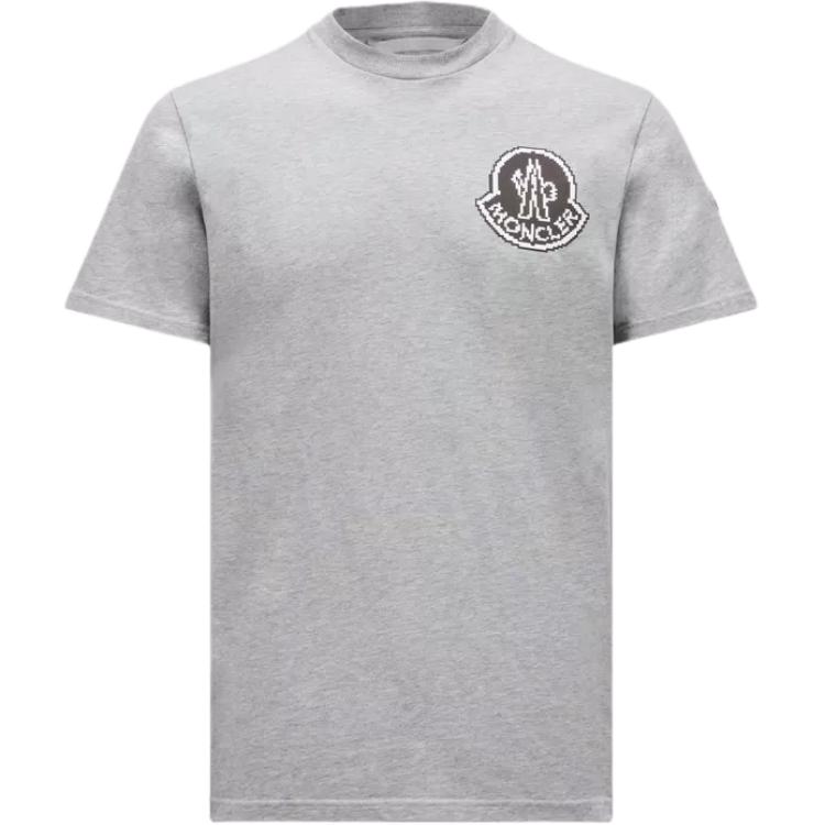 Moncler SS24 Pixel Logo Print Crewneck Short Sleeve T-Shirt Grey J20918C0000483927986