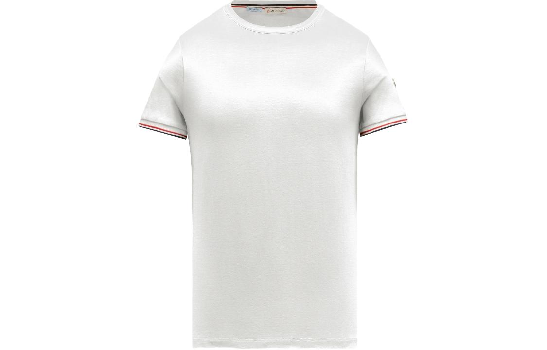 Buy Moncler SS24 Slim-Fit Crewneck T-Shirt White Unisex with Tricolor Detail. J10918C7160087296004