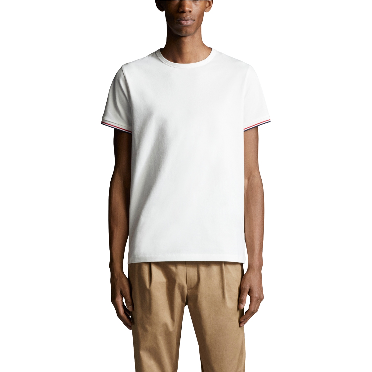 Lookbook Moncler SS24 Slim-Fit Crewneck T-Shirt White Unisex with Tricolor Detail. J10918C7160087296004