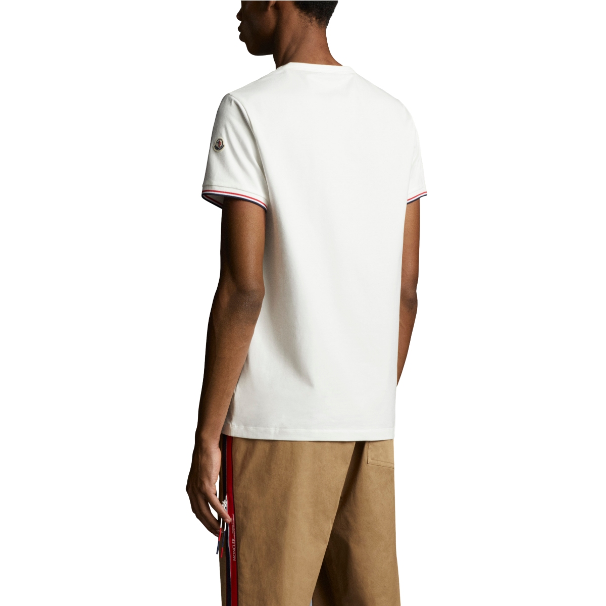 Purchase Moncler SS24 Slim-Fit Crewneck T-Shirt White Unisex with Tricolor Detail. J10918C7160087296004