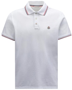 몽클레르 SS24 슬림핏 폴로 셔츠 트리컬러 니트 칼라 화이트 J10918A7030084556001 Buy 몽클레르 SS24 슬림핏 폴로 셔츠 트리컬러 니트 칼라 화이트 J10918A7030084556001