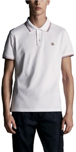 몽클레르 SS24 슬림핏 폴로 셔츠 트리컬러 니트 칼라 화이트 J10918A7030084556001 Lookbook 몽클레르 SS24 슬림핏 폴로 셔츠 트리컬러 니트 칼라 화이트 J10918A7030084556001