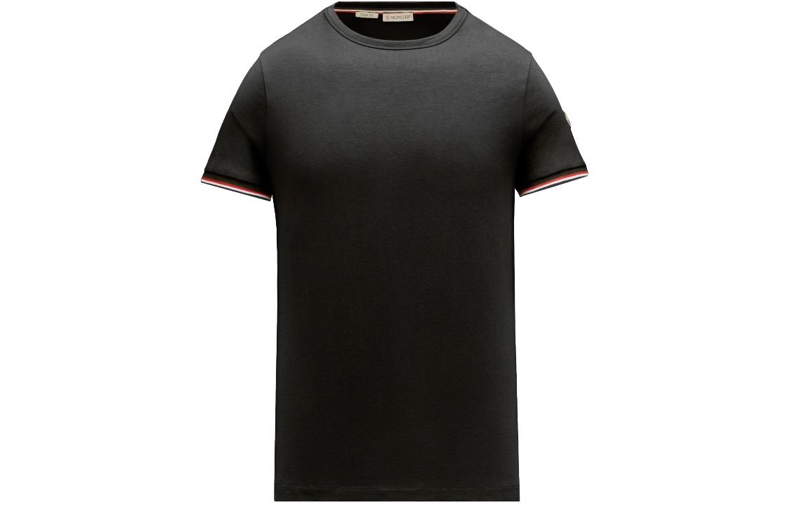 Moncler SS24 Slim-Fit Tri-Color Detail Crew Neck  Black T-Shirt J10918C7160087296999 圖 2