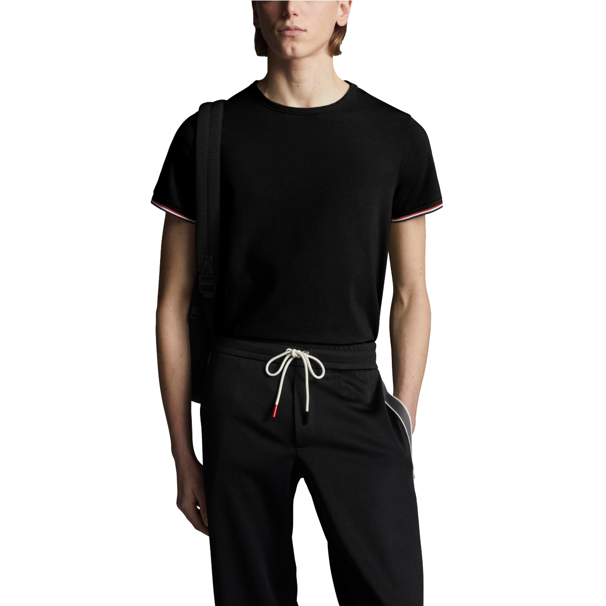Moncler SS24 Slim-Fit Tri-Color Detail Crew Neck  Black T-Shirt J10918C7160087296999 圖 4