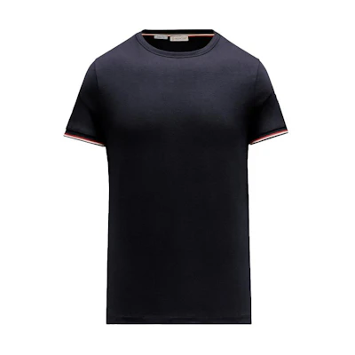 Moncler SS24 Slim-Fit Tri-Color Detail Crewneck T-Shirt Unisex Midnight Blue J10918C7160087296778