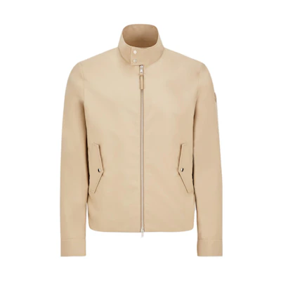Moncler SS24 Slim Fit Beige Zipped Jacket with Leather Trim J10911A00142597IF23O