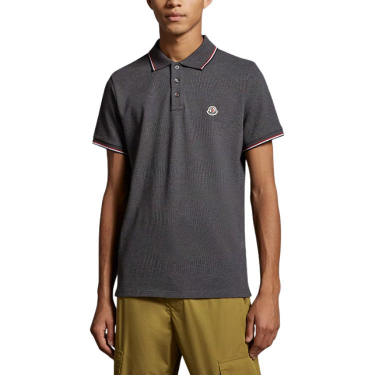 Moncler SS24 Slim Fit Tricolor Knit Collar Polo Shirt  Dark Gray J10918A7030084556989 圖 3