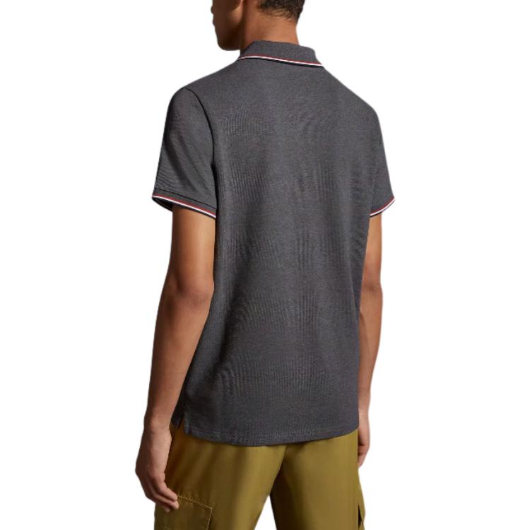 Moncler SS24 Slim Fit Tricolor Knit Collar Polo Shirt  Dark Gray J10918A7030084556989 圖 4