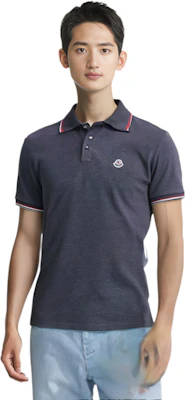 盟可睐 SS24 修身三色针织翻领Polo衫 深灰色 J10918A7030084556989 Details for 盟可睐 SS24 修身三色针织翻领Polo衫 深灰色 J10918A7030084556989