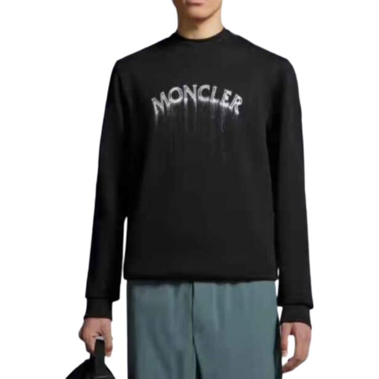 Lookbook 蒙克莱 SS24 扎染logo印花圆领长袖卫衣 黑色 J10918G00004809KR999