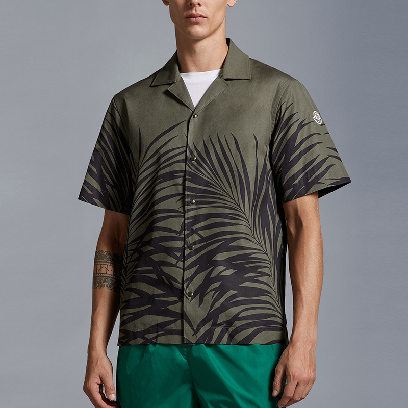 Moncler SS24 Tropical Print Button-Up Short Sleeve Shirt Green  Style J10912F00006597M1S89 圖 3