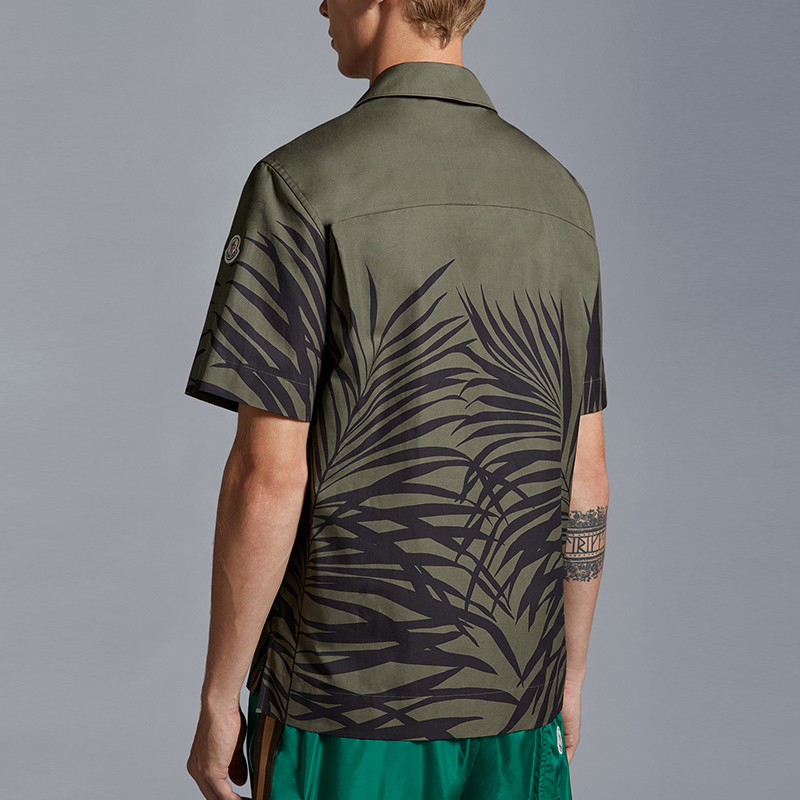 Moncler SS24 Tropical Print Button-Up Short Sleeve Shirt Green  Style J10912F00006597M1S89 圖 5