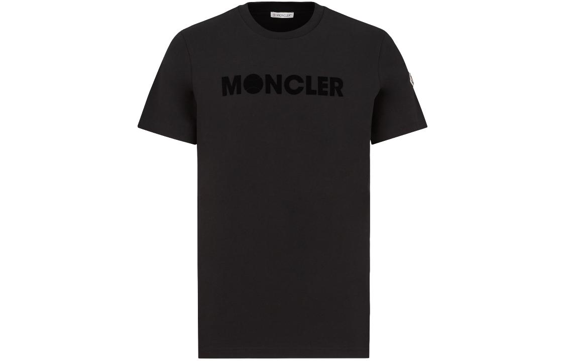 Moncler SS24 Unisex Flocked Logo Black Crewneck T-Shirt J10918C00008829HP999