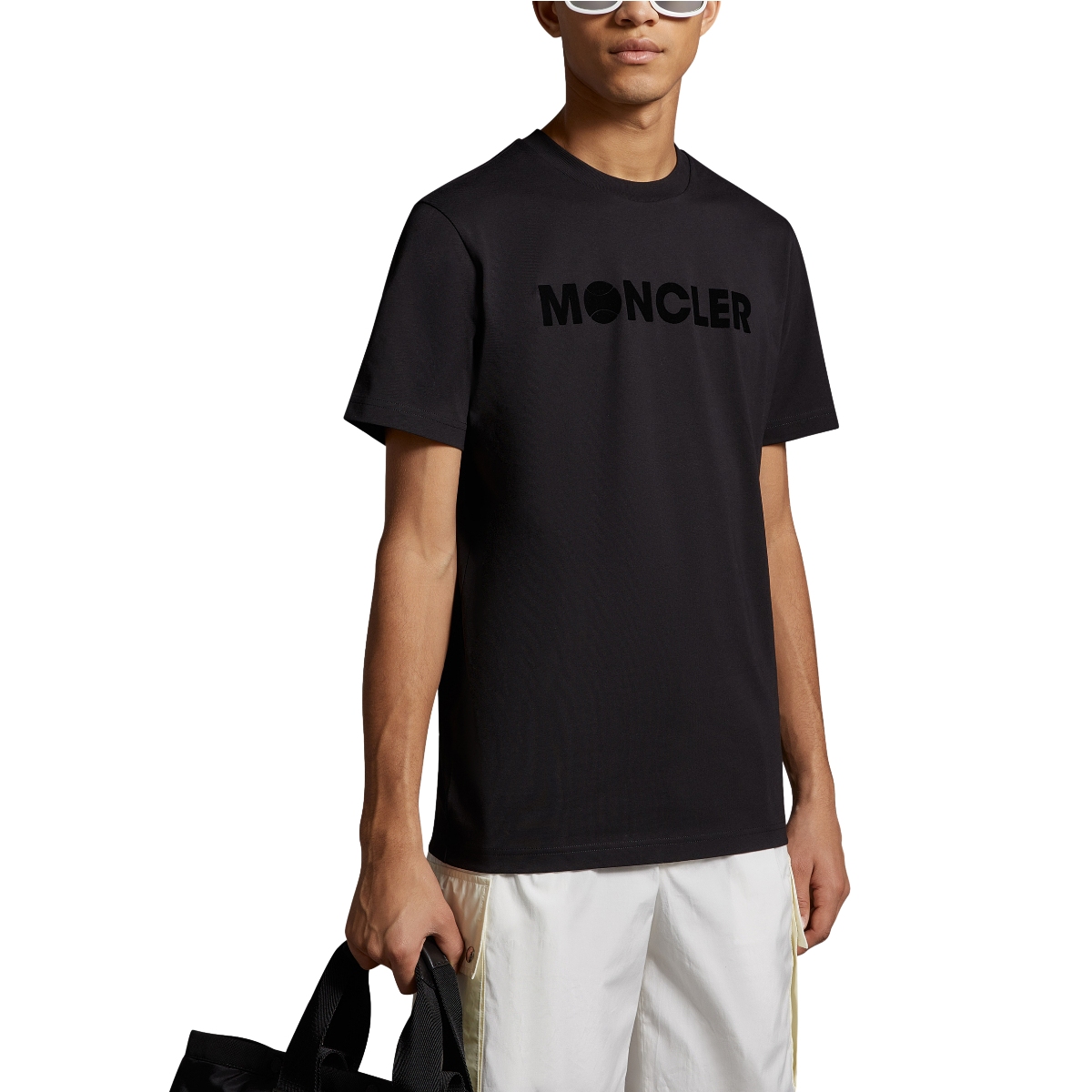 Moncler SS24 Unisex Flocked Logo Black Crewneck T-Shirt J10918C00008829HP999 圖 4