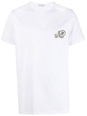 Moncler SS24 Camiseta Blanca Unisex Cuello Redondo con Doble Logo Patch J10918C000588390Y001 Buy Moncler SS24 Camiseta Blanca Unisex Cuello Redondo con Doble Logo Patch J10918C000588390Y001