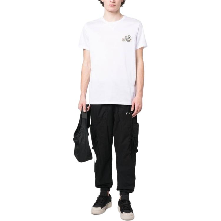 Lookbook Moncler SS24 Camiseta Blanca Unisex Cuello Redondo con Doble Logo Patch J10918C000588390Y001