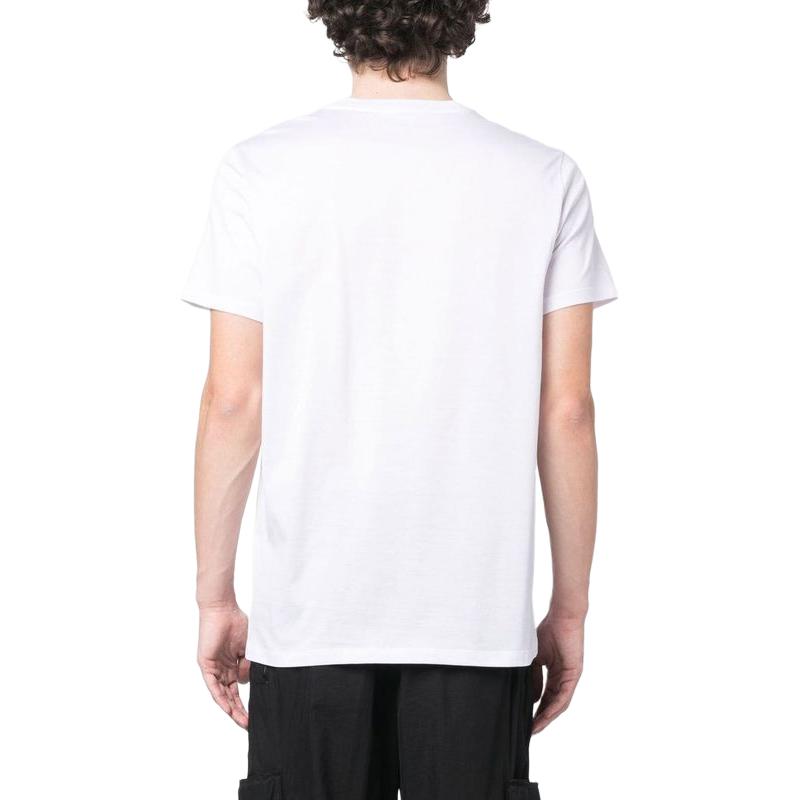 Shop Moncler SS24 Camiseta Blanca Unisex Cuello Redondo con Doble Logo Patch J10918C000588390Y001